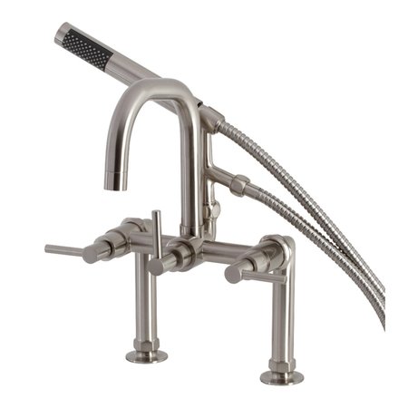 AQUA VINTAGE AE8408DL Deck Mount Clawfoot Tub Faucet, Brushed Nickel AE8408DL